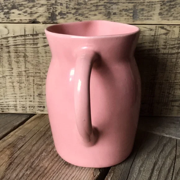 VTG Coral Peach Pink Ceramic Pottery Pitcher, 1Qt - Picture 2 of 8